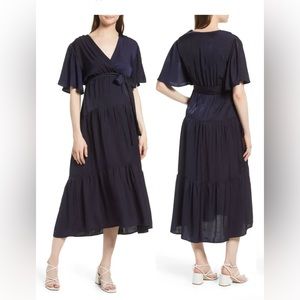 NWT Angel Maternity Faux Wrap Tiered Dress